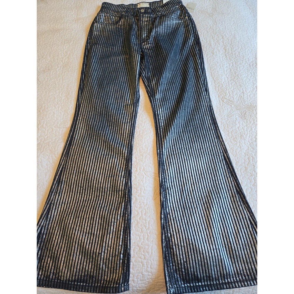 We the Free NWT Womens  Metallic High-Waist Flare Jeans Sz 30 / sz 10 Boho Disco